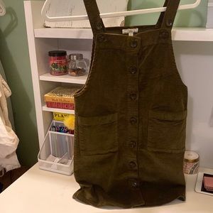 Midi Green Corduroy Button Dress